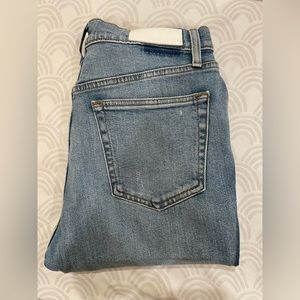 Re/Done 80s slim straight brisk blue with rips size 29